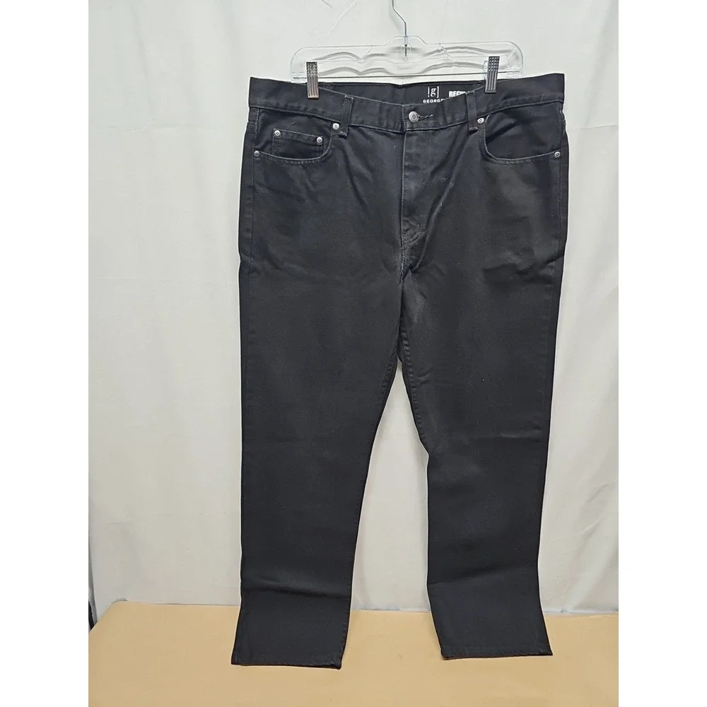 George Men's Black Denim Jeans Pants Regular‎ Size 38/32